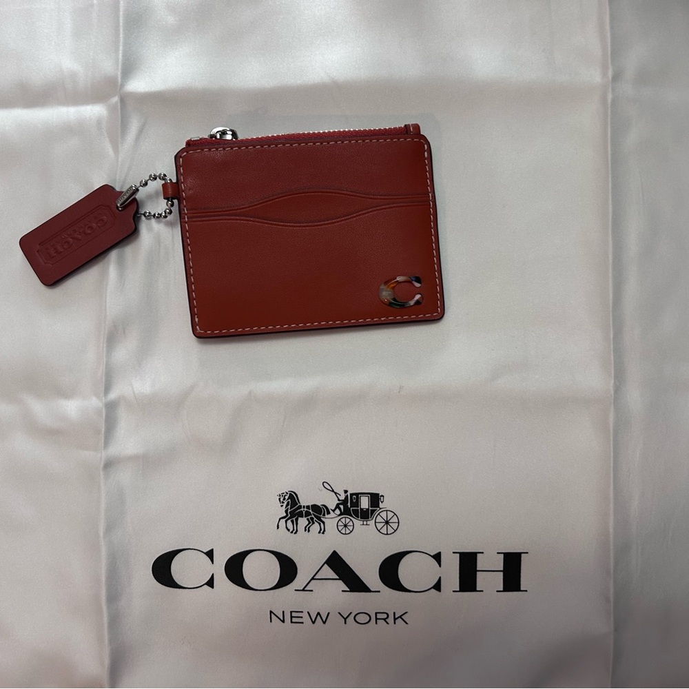 Coach Burgundy Leather Card Wallet